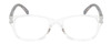 Front View of Elle Women's Designer Reading Glasses in Crystal Clear Modern Art Pink Blue 51mm