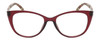 Front View of Elle EL15559R Designer Reading Eye Glasses with Custom Cut Powered Lenses in Crystal Berry Red Modern Art Brown Tan Ladies Cat Eye Full Rim Acetate 52 mm