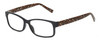 Profile View of Elle EL15560R Designer Single Vision Prescription Rx Eyeglasses in Gloss Black Modern Art Olive Green Brown Tan Orange Ladies Rectangular Full Rim Acetate 55 mm