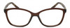 Front View of Elle Women's Cat Eye Designer Reading Glasses in Crystal Brown Logo Yellow 53 mm