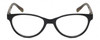 Front View of Elle EL15579R Designer Progressive Lens Prescription Rx Eyeglasses in Gloss Black Logo Letter Yellow Ladies Oval Full Rim Acetate 51 mm
