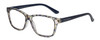 Profile View of Isaac Mizrahi IM31267R Designer Progressive Lens Prescription Rx Eyeglasses in Yellow Floral Crystal Royal Blue Ladies Panthos Full Rim Acetate 53 mm