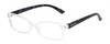 Profile View of Isaac Mizrahi IM31298R Designer Progressive Lens Blue Light Blocking Eyeglasses in Crystal Clear Floral Blue Black Ladies Butterfly Full Rim Acetate 51 mm