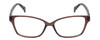 Front View of Isaac Mizrahi IM31324R Designer Reading Eye Glasses with Custom Cut Powered Lenses in Rose Pink Crystal Floral Blue Ladies Cat Eye Full Rim Acetate 52 mm
