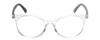 Front View of Isaac Mizrahi IM31325R Designer Bi-Focal Prescription Rx Eyeglasses in Crystal Clear Floral Blue White Ladies Round Full Rim Acetate 49 mm