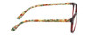 Side View of Isaac Mizrahi IM31325R Designer Blue Light Blocking Eyeglasses in Crystal Wine Red Floral Green Yellow Ladies Round Full Rim Acetate 49 mm
