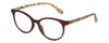 Profile View of Isaac Mizrahi IM31325R Designer Progressive Lens Blue Light Blocking Eyeglasses in Crystal Wine Red Floral Green Yellow Ladies Round Full Rim Acetate 49 mm