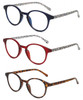 Front View of Elle 3 PACK Gift Box Womens Reading Glasses Tortoise,Crystal Red,Navy Blue +2.00