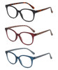 Front View of Elle 3 PACK Gift Box Women Reading Glasses Black Tortoise,Red,Crystal Blue +2.50