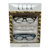 Profile View of Elle 3 PACK Gift Box Women's Reading Glasses Black,Crystal Clear,Blue Logo +2.50