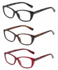 Front View of Isaac Mizrahi 3 PACK Gift Box Womens Reading Glasses in Tortoise,Red,Black +2.00