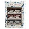 Profile View of Isaac Mizrahi 3 PACK Gift Box Womens Reading Glasses in Tortoise,Red,Black +2.50