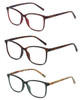 Front View of Isaac Mizrahi 3 PACK Gift Box Womens Reading Glasses in Tortoise,Green,Red +1.50