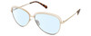 Profile View of Polaroid 4103/S Designer Blue Light Blocking Eyeglasses in Shiny Gold Tortoise Havana Brown Ladies Panthos Full Rim Metal 58 mm