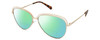 Profile View of Polaroid 4103/S Designer Polarized Reading Sunglasses with Custom Cut Powered Green Mirror Lenses in Shiny Gold Tortoise Havana Brown Ladies Panthos Full Rim Metal 58 mm