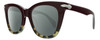 Profile View of Rag&Bone 1029 Designer Polarized Sunglasses with Custom Cut Smoke Grey Lenses in Burgundy Red Havana Tortoise Silver Ladies Cat Eye Full Rim Acetate 52 mm