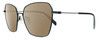 Profile View of Rag&Bone 1034 Designer Polarized Sunglasses with Custom Cut Amber Brown Lenses in Satin Black Unisex Hexagonal Full Rim Metal 58 mm