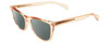Profile View of Rag&Bone 1051 Designer Polarized Sunglasses with Custom Cut Smoke Grey Lenses in Crystal Peach Orange Ladies Panthos Full Rim Acetate 53 mm