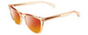 Profile View of Rag&Bone 1051 Designer Polarized Sunglasses with Custom Cut Red Mirror Lenses in Crystal Peach Orange Ladies Panthos Full Rim Acetate 53 mm