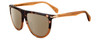 Profile View of Rag&Bone 1056 Designer Polarized Sunglasses with Custom Cut Amber Brown Lenses in Havana Tortoise Brown Cocoa Fade Unisex Semi-Circular Full Rim Acetate 57 mm