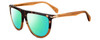 Profile View of Rag&Bone 1056 Designer Polarized Reading Sunglasses with Custom Cut Powered Green Mirror Lenses in Havana Tortoise Brown Cocoa Fade Unisex Semi-Circular Full Rim Acetate 57 mm