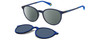 Profile View of Polaroid PLD-6137/CS Designer Polarized Reading Sunglasses with Custom Cut Powered Smoke Grey Lenses in Navy on Royal Blue Unisex Round Full Rim Acetate 52 mm