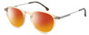 Profile View of Carrera CA-1119 Designer Polarized Sunglasses with Custom Cut Red Mirror Lenses in Champagne Crystal Gold Silver Unisex Round Full Rim Acetate 49 mm
