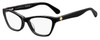 Profile View of Kate Spade ALAYSHA Designer Reading Eye Glasses with Custom Cut Powered Lenses in Gloss Black White Polka Dot Ladies Cat Eye Full Rim Acetate 51 mm
