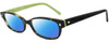 Profile View of Kate Spade LUCYANN Designer Polarized Sunglasses with Custom Cut Blue Mirror Lenses in Tortoise Havana Brown Lime Green Ladies Oval Full Rim Acetate 51 mm