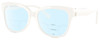 Profile View of Michael Kors MK4091 Designer Progressive Lens Blue Light Blocking Eyeglasses in Gloss White Ladies Cat Eye Full Rim Acetate 52 mm
