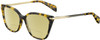 Profile View of Rag&Bone 3005 Designer Polarized Reading Sunglasses with Custom Cut Powered Sun Flower Yellow Lenses in Tortoise Havana Yellow Brown Gold Ladies Cat Eye Full Rim Acetate 53 mm