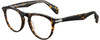 Profile View of Rag&Bone 7003 Designer Blue Light Blocking Eyeglasses in Gloss Tortoise Havana Brown Gunmetal Unisex Panthos Full Rim Acetate 51 mm