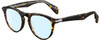 Profile View of Rag&Bone 7003 Designer Blue Light Blocking Eyeglasses in Gloss Tortoise Havana Brown Gunmetal Unisex Panthos Full Rim Acetate 51 mm