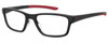 Profile View of Under Armour UA-5000/G Designer Reading Eye Glasses with Custom Cut Powered Lenses in Gloss Black Coral Red Mens Rectangle Full Rim Acetate 55 mm