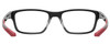 Side View of Under Armour UA-5000/G Designer Blue Light Blocking Eyeglasses in Gloss Black Coral Red Mens Rectangle Full Rim Acetate 55 mm