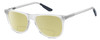 Profile View of Under Armour UA-5018/G Designer Polarized Reading Sunglasses with Custom Cut Powered Sun Flower Yellow Lenses in Crystal Grey Navy Blue Unisex Square Full Rim Acetate 54 mm