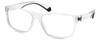 Profile View of Polaroid 2121/S Designer Reading Eye Glasses in Clear Crystal Black Unisex Rectangular Full Rim Acetate 58 mm