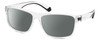 Profile View of Polaroid 2121/S Designer Polarized Sunglasses with Custom Cut Smoke Grey Lenses in Clear Crystal Black Unisex Rectangular Full Rim Acetate 58 mm