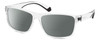 Profile View of Polaroid 2121/S Designer Polarized Reading Sunglasses with Custom Cut Powered Smoke Grey Lenses in Clear Crystal Black Unisex Rectangular Full Rim Acetate 58 mm