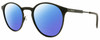 Profile View of Polaroid 4053/S Designer Polarized Reading Sunglasses with Custom Cut Powered Blue Mirror Lenses in Matte Black Ladies Panthos Full Rim Metal 50 mm