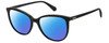 Profile View of Polaroid 4100/F/S Designer Polarized Sunglasses with Custom Cut Blue Mirror Lenses in Gloss Black Gemstone Crystal Accents Ladies Cat Eye Full Rim Acetate 59 mm