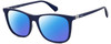 Profile View of Polaroid 6103/S/X Designer Polarized Sunglasses with Custom Cut Blue Mirror Lenses in Gloss Navy Blue Silver Unisex Square Full Rim Acetate 55 mm
