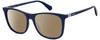 Profile View of Polaroid 6103/S/X Designer Polarized Reading Sunglasses with Custom Cut Powered Amber Brown Lenses in Gloss Navy Blue Silver Unisex Square Full Rim Acetate 55 mm