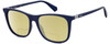 Profile View of Polaroid 6103/S/X Designer Polarized Reading Sunglasses with Custom Cut Powered Sun Flower Yellow Lenses in Gloss Navy Blue Silver Unisex Square Full Rim Acetate 55 mm
