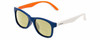 Profile View of Polaroid Kids 8001/S Designer Polarized Reading Sunglasses with Custom Cut Powered Sun Flower Yellow Lenses in Sapphire Blue White Neon Orange Unisex Panthos Full Rim Acetate 48 mm