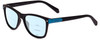 Profile View of Polaroid Kids 8025/S Designer Progressive Lens Blue Light Blocking Eyeglasses in Matte Black Blue Unisex Panthos Full Rim Acetate 48 mm