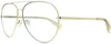 Profile View of Rag&Bone 1006 Designer Bi-Focal Prescription Rx Eyeglasses in Gold Yellow Crystal Ladies Pilot Full Rim Metal 59 mm