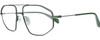 Profile View of Rag&Bone 5036 Designer Reading Eye Glasses with Custom Cut Powered Lenses in Satin Ruthenium Silver Green Crystal Mens Pilot Full Rim Metal 57 mm