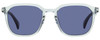 Front View of Rag&Bone 5034 Parker Unisex Square Designer Sunglasses in Crystal/Gray Blue 52mm