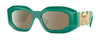 Profile View of Versace VE4425U Designer Polarized Reading Sunglasses with Custom Cut Powered Amber Brown Lenses in Emerald Green Gold Unisex Oval Full Rim Acetate 54 mm